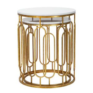 Tavolino MF535, Oro, Metallo, 46x46x55 cm, Seven Design