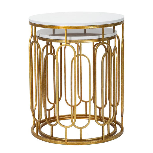 Tavolino MF535, Oro, Metallo, 46x46x55 cm, Seven Design