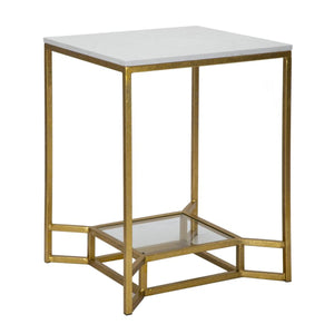 Tavolino MF536, Oro, Metallo, 47x47x60 cm, Seven Design