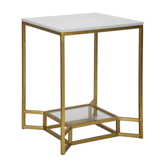 Tavolino MF536, Oro, Metallo, 47x47x60 cm, Seven Design