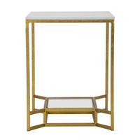 Tavolino MF536, Oro, Metallo, 47x47x60 cm, Seven Design