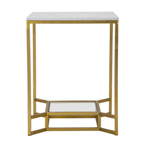 Tavolino MF536, Oro, Metallo, 47x47x60 cm, Seven Design