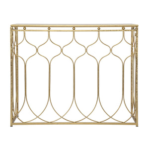 Tavolo Consolle MF613, Oro, Metallo, 96,5x41x78 cm, Seven Design