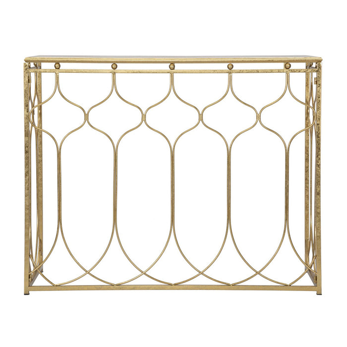 Tavolo Consolle MF613, Oro, Metallo, 96,5x41x78 cm, Seven Design