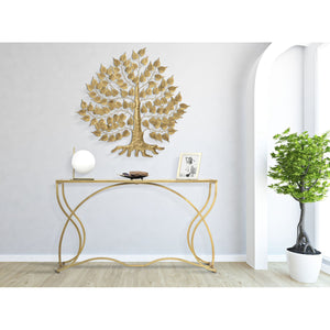 Tavolo Consolle MF626, Oro, Metallo, 130x40x75 cm, Seven Design