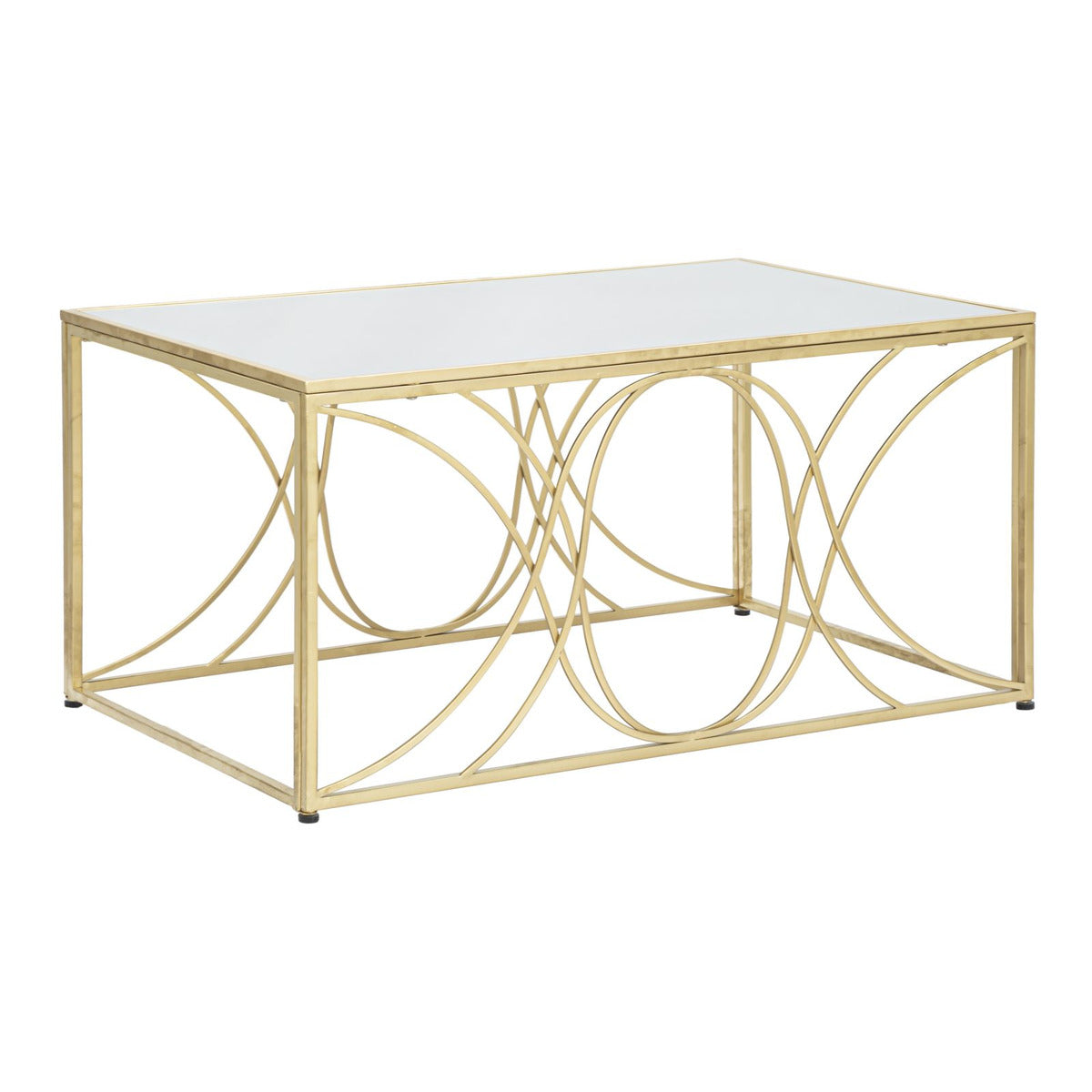 Tavolino MF552, Oro, Metallo, 90x60x45 cm, Seven Design