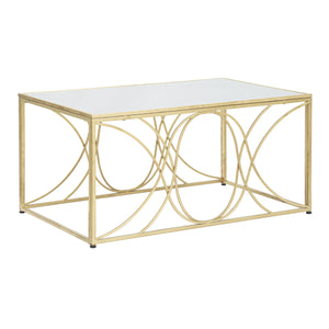 Tavolino MF552, Oro, Metallo, 90x60x45 cm, Seven Design