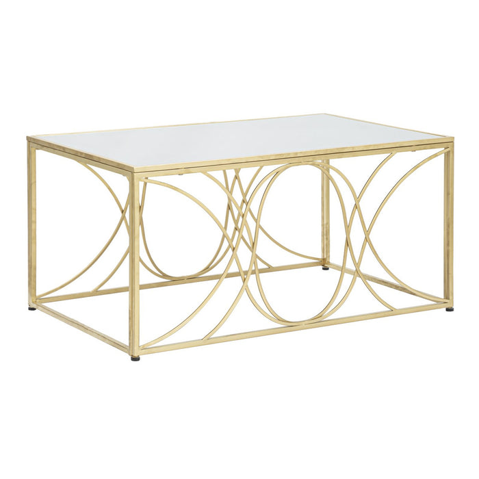 Tavolino MF552, Oro, Metallo, 90x60x45 cm, Seven Design