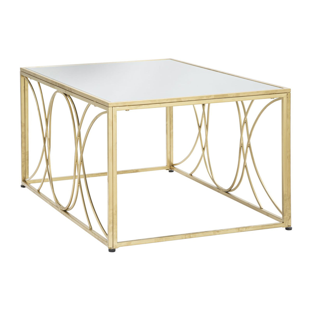 Tavolino MF552, Oro, Metallo, 90x60x45 cm, Seven Design