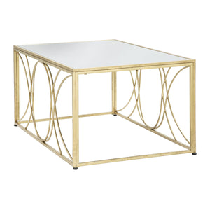 Tavolino MF552, Oro, Metallo, 90x60x45 cm, Seven Design