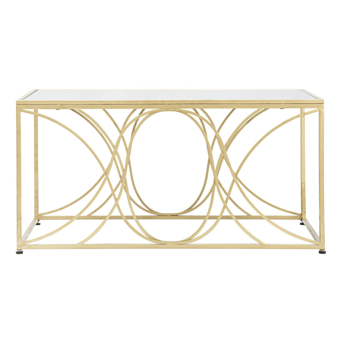Tavolino MF552, Oro, Metallo, 90x60x45 cm, Seven Design