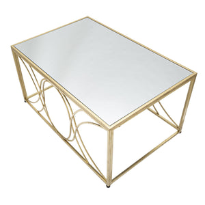 Tavolino MF552, Oro, Metallo, 90x60x45 cm, Seven Design