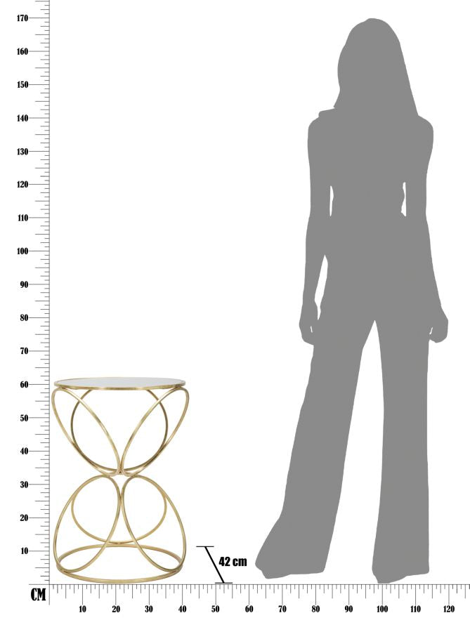 Tavolino MF566, Oro, Metallo, 42x42x61 cm, Seven Design