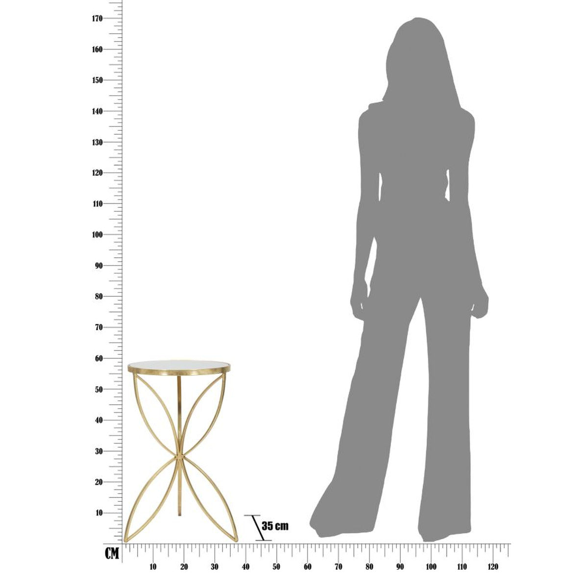 Tavolino MF569, Oro, Metallo, 35x35x60 cm, Seven Design
