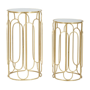 Tavolino MF555, Oro, Metallo, 36,5x36,5x70 cm, Seven Design