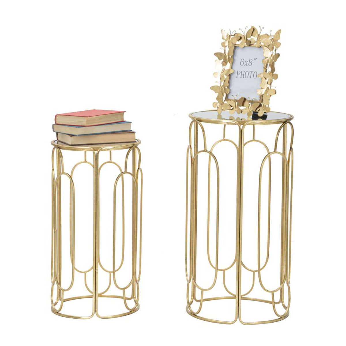 Tavolino MF555, Oro, Metallo, 36,5x36,5x70 cm, Seven Design