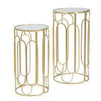 Tavolino MF555, Oro, Metallo, 36,5x36,5x70 cm, Seven Design