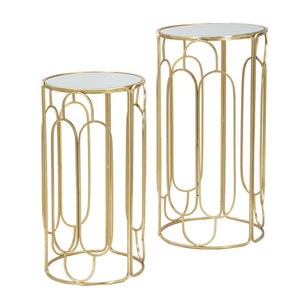 Tavolino MF555, Oro, Metallo, 36,5x36,5x70 cm, Seven Design