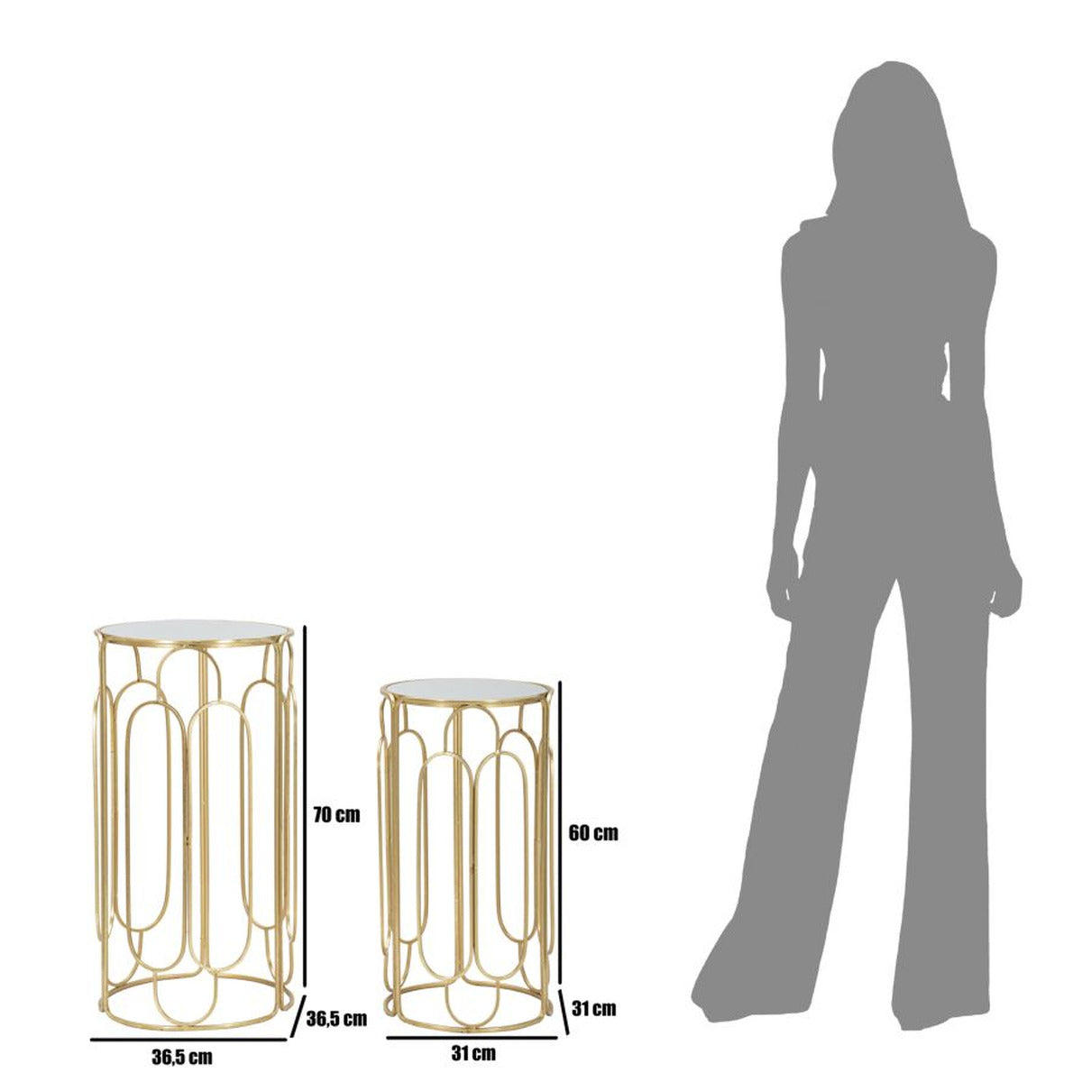 Tavolino MF555, Oro, Metallo, 36,5x36,5x70 cm, Seven Design