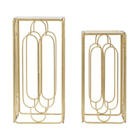 Tavolino MF558, Oro, Metallo, 35x35x70 cm, Seven Design