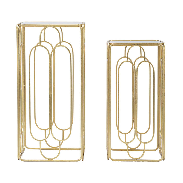 Tavolino MF558, Oro, Metallo, 35x35x70 cm, Seven Design