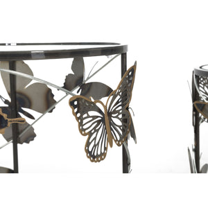 Tavolino Farfalla 34, Multicolore, Metallo, 41,3x41,3x55 cm, Seven Design