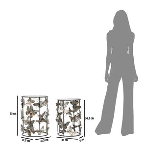 Tavolino Farfalla 34, Multicolore, Metallo, 41,3x41,3x55 cm, Seven Design