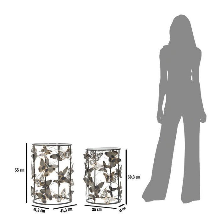 Tavolino Farfalla 34, Multicolore, Metallo, 41,3x41,3x55 cm, Seven Design