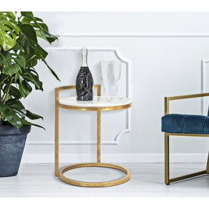 Tavolino MF531, Bianco, Marmo, 40,5x40,5x50,5 cm, Seven Design