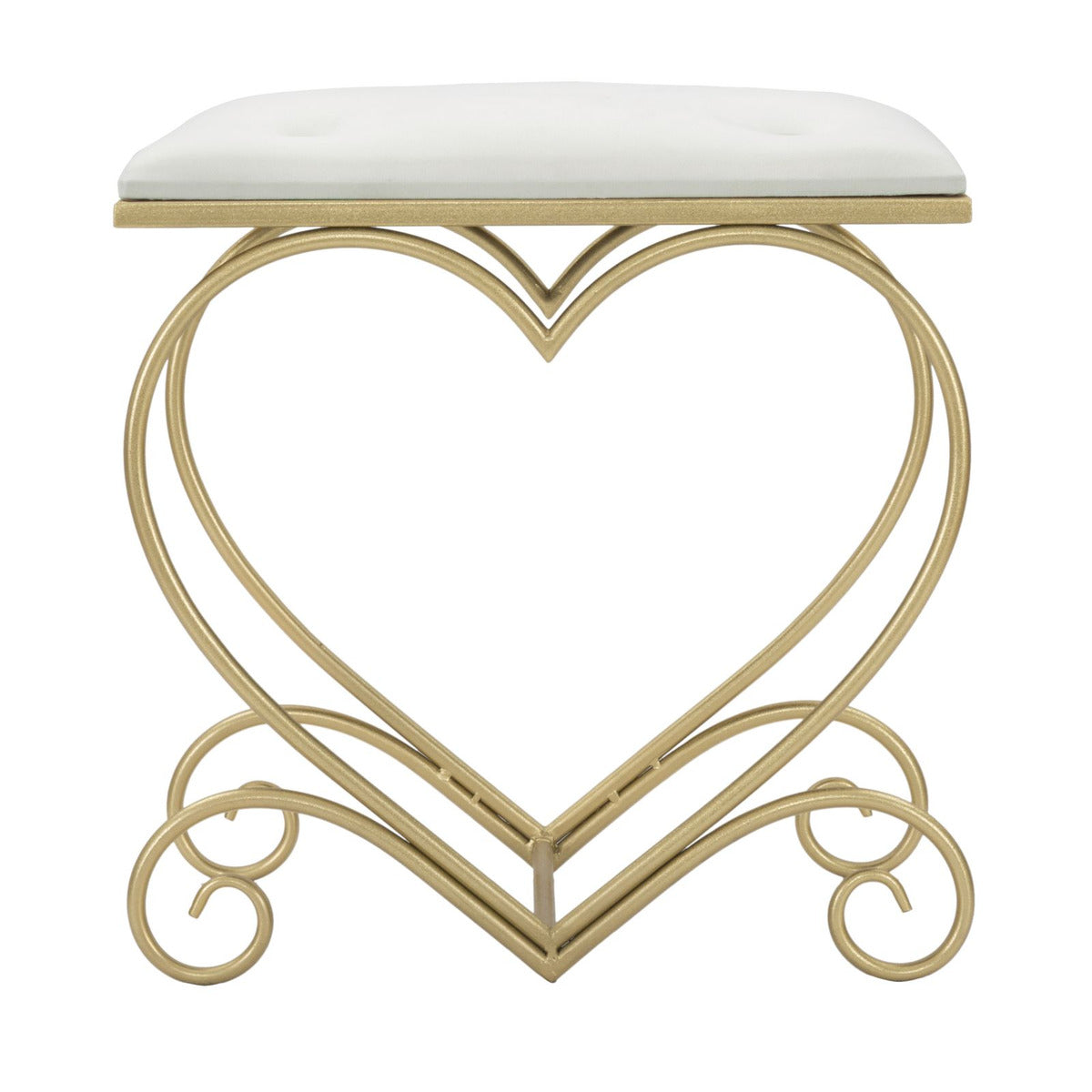 Sgabello Basso Cuore 15, Oro, Metallo, 50x37,5x51,5 cm, Seven Design