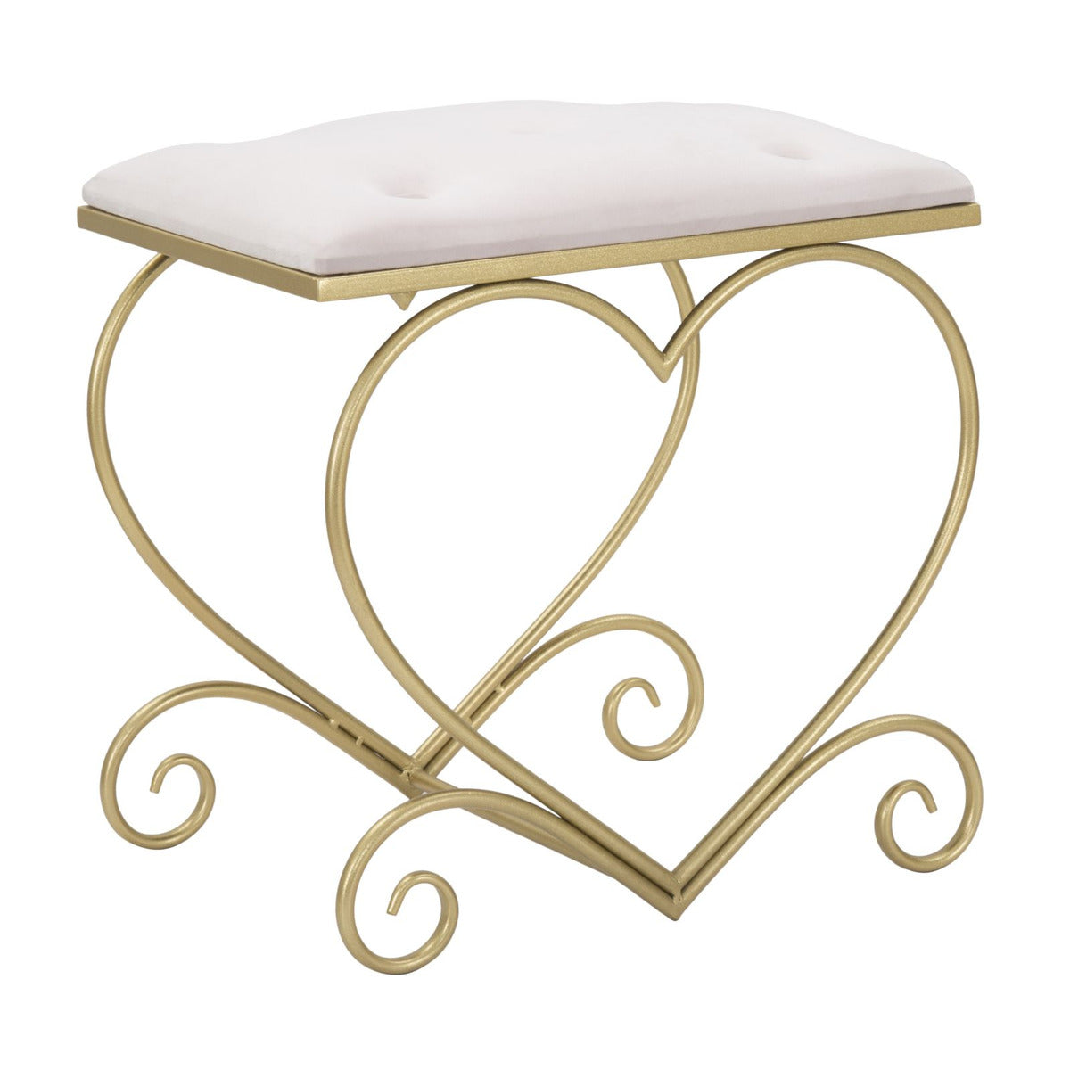 Sgabello Basso Cuore 16, Oro, Metallo, 50x37,5x51,5 cm, Seven Design