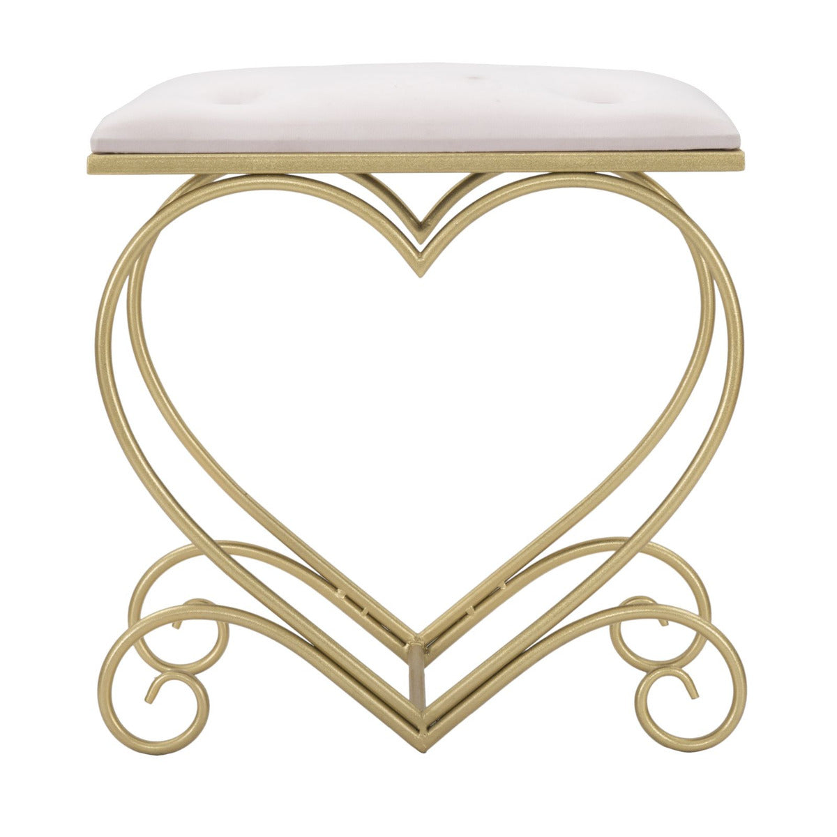 Sgabello Basso Cuore 16, Oro, Metallo, 50x37,5x51,5 cm, Seven Design