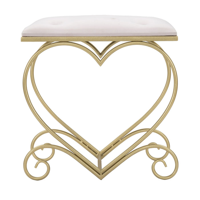 Sgabello Basso Cuore 16, Oro, Metallo, 50x37,5x51,5 cm, Seven Design