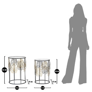 Tavolino Foglia 67, Nero, Metallo, 38x38x55 cm, Seven Design