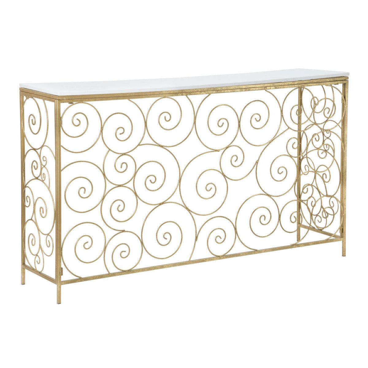 Tavolo Consolle MF617, Oro, Marmo, 140x36x82 cm, Seven Design