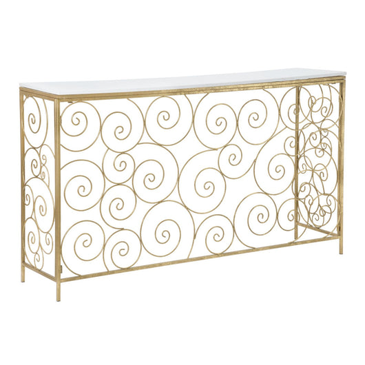 Tavolo Consolle MF617, Oro, Marmo, 140x36x82 cm, Seven Design