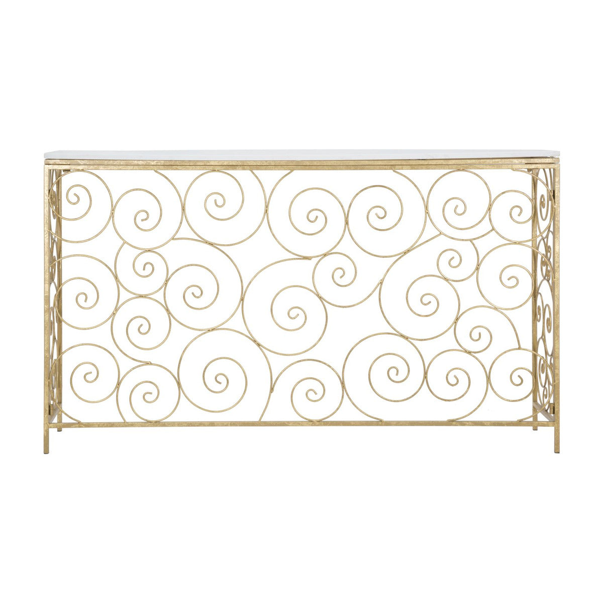 Tavolo Consolle MF617, Oro, Marmo, 140x36x82 cm, Seven Design