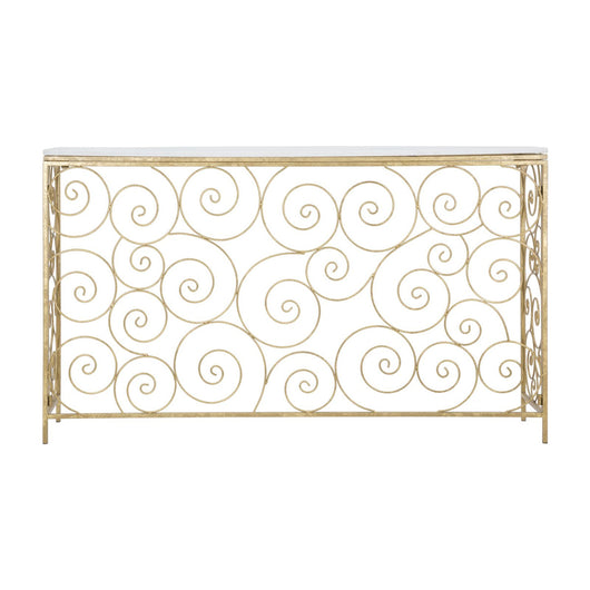 Tavolo Consolle MF617, Oro, Marmo, 140x36x82 cm, Seven Design