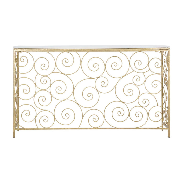 Tavolo Consolle MF617, Oro, Marmo, 140x36x82 cm, Seven Design