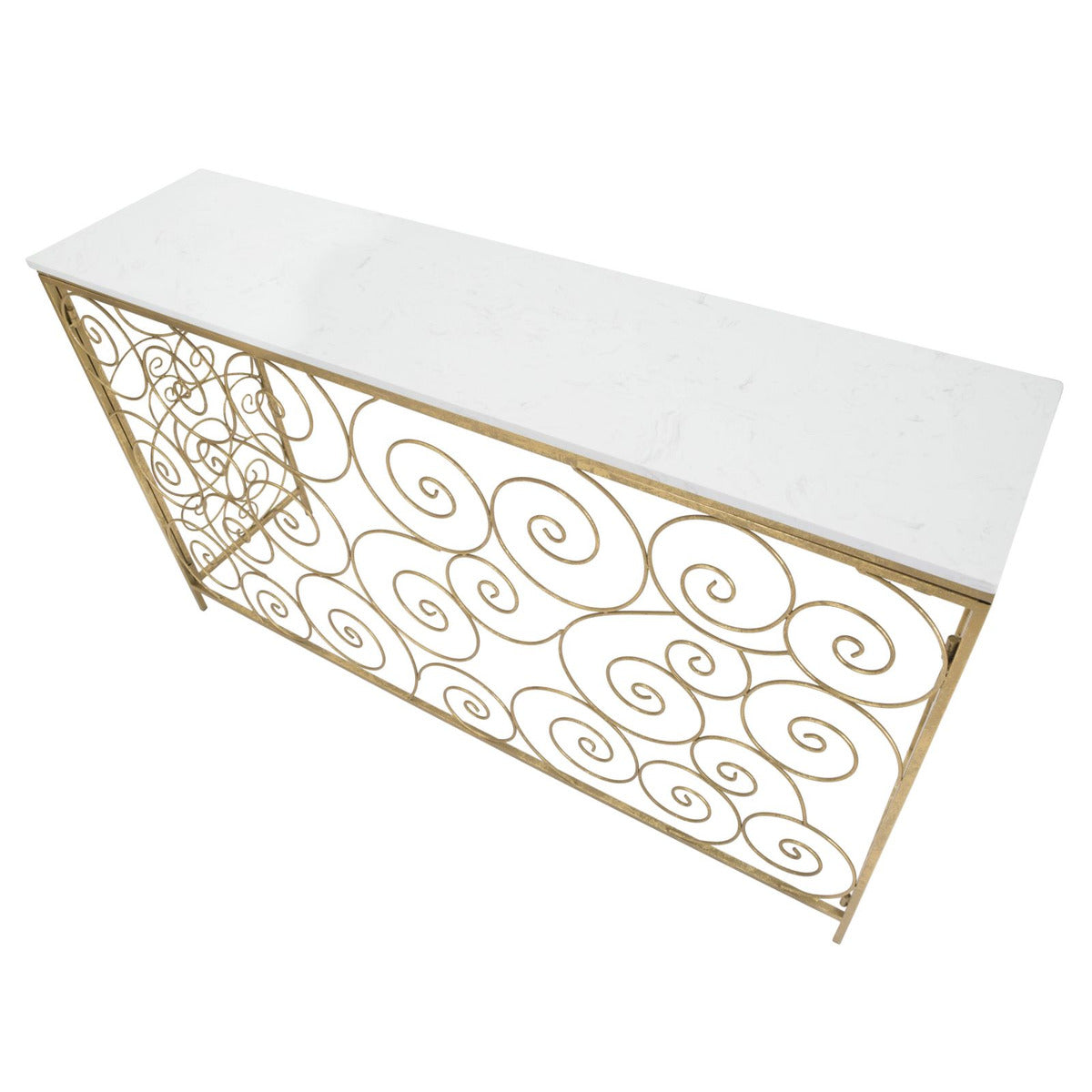 Tavolo Consolle MF617, Oro, Marmo, 140x36x82 cm, Seven Design