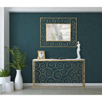 Tavolo Consolle MF617, Oro, Marmo, 140x36x82 cm, Seven Design