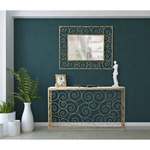 Tavolo Consolle MF617, Oro, Marmo, 140x36x82 cm, Seven Design