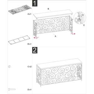 Tavolo Consolle MF617, Oro, Marmo, 140x36x82 cm, Seven Design