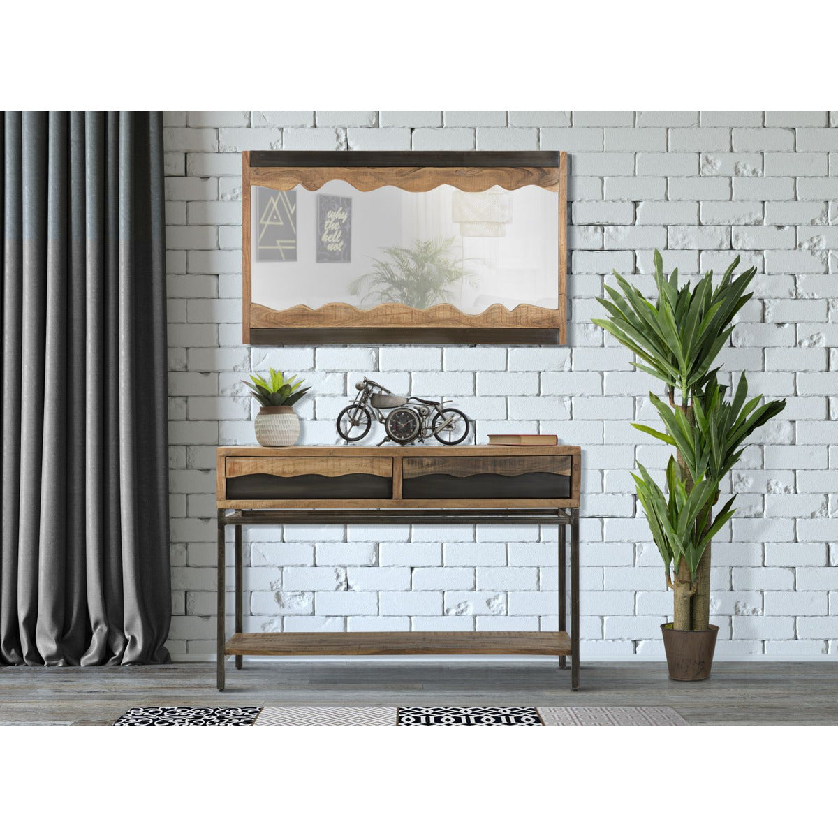 Tavolo Consolle MF602, Marrone, Legno, 118x40x80 cm, Seven Design