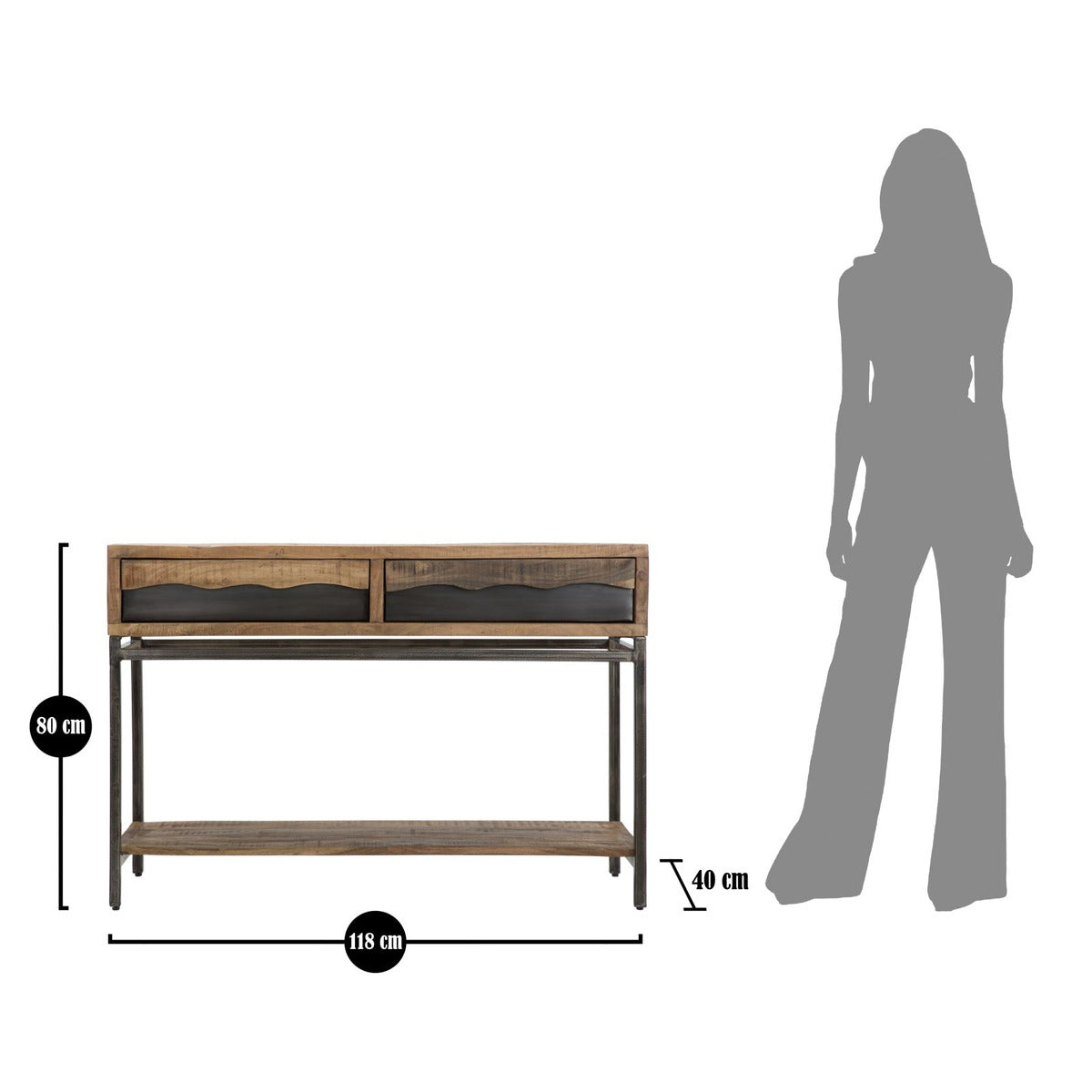 Tavolo Consolle MF602, Marrone, Legno, 118x40x80 cm, Seven Design