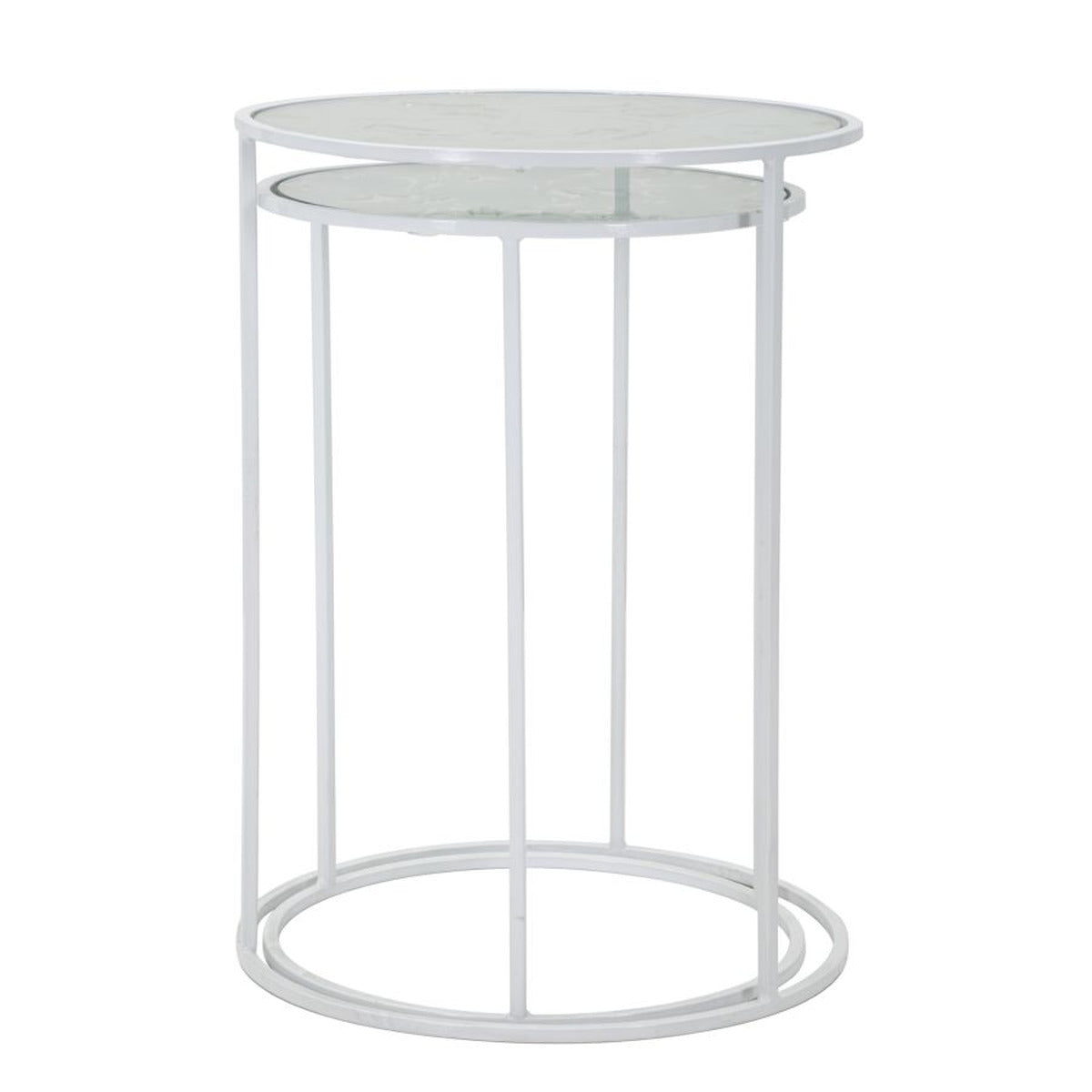 Tavolino MF556, Bianco, Metallo, 43x43x60 cm, Seven Design