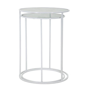 Tavolino MF556, Bianco, Metallo, 43x43x60 cm, Seven Design