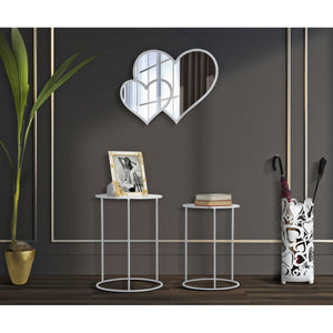 Tavolino MF556, Bianco, Metallo, 43x43x60 cm, Seven Design