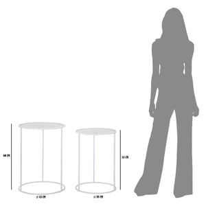 Tavolino MF556, Bianco, Metallo, 43x43x60 cm, Seven Design