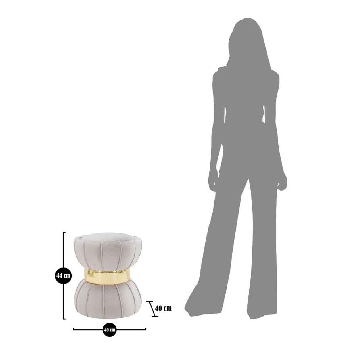 Pouf MF359, Grigio, Tessuto, 40x40x44 cm, Seven Design